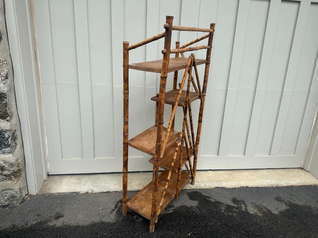 Vintage Burnt Bamboo Etagere - 10