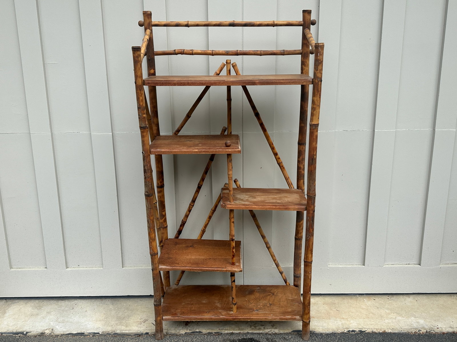 Vintage Burnt Bamboo Etagere - 2