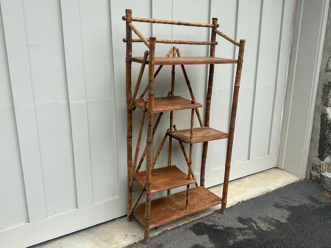 Vintage Burnt Bamboo Etagere - 3