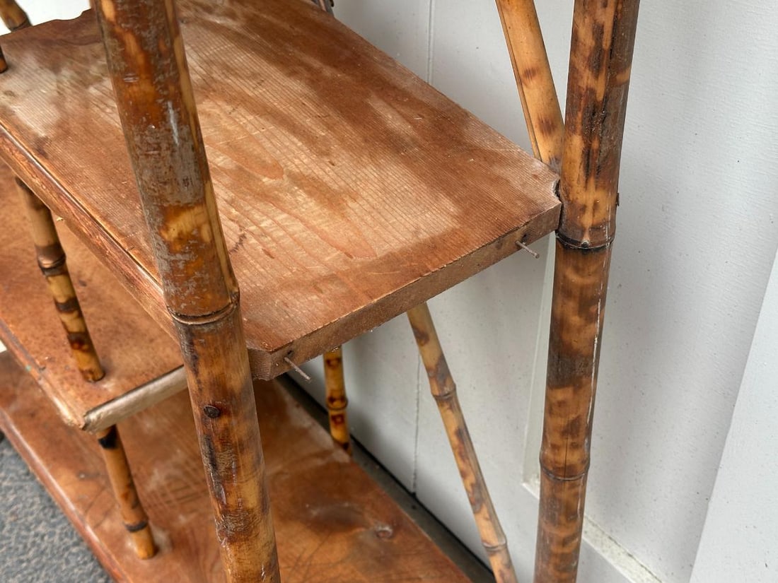 Vintage Burnt Bamboo Etagere - 5