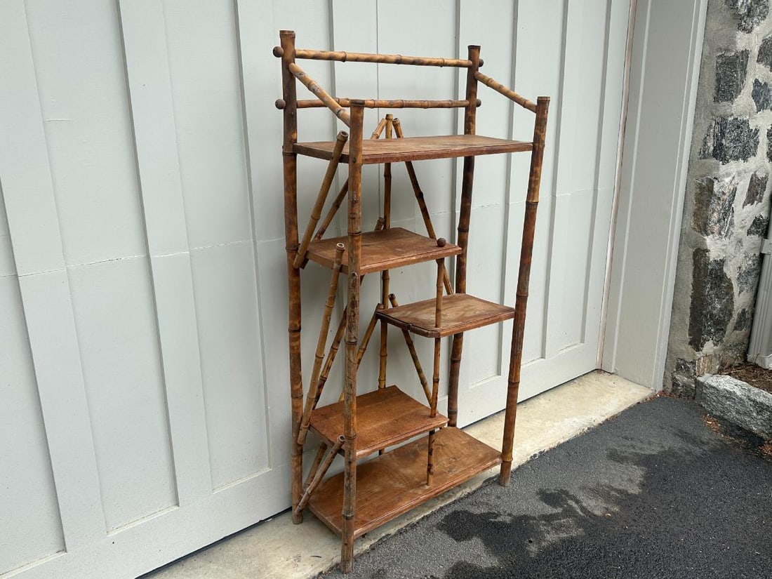 Vintage Burnt Bamboo Etagere - 6