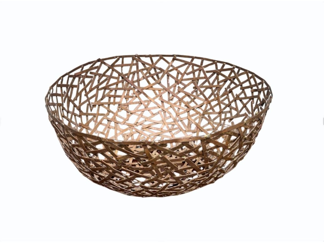 Brutalist Birds Nest Style Bowl: 14in. diameter x 6in. h. PLEASE READ BEFORE BIDDING: There is only one scheduled pickup date for this auction on Friday, June 5th from 9am- 12pm at a private residence in Rye, NY. The address will be