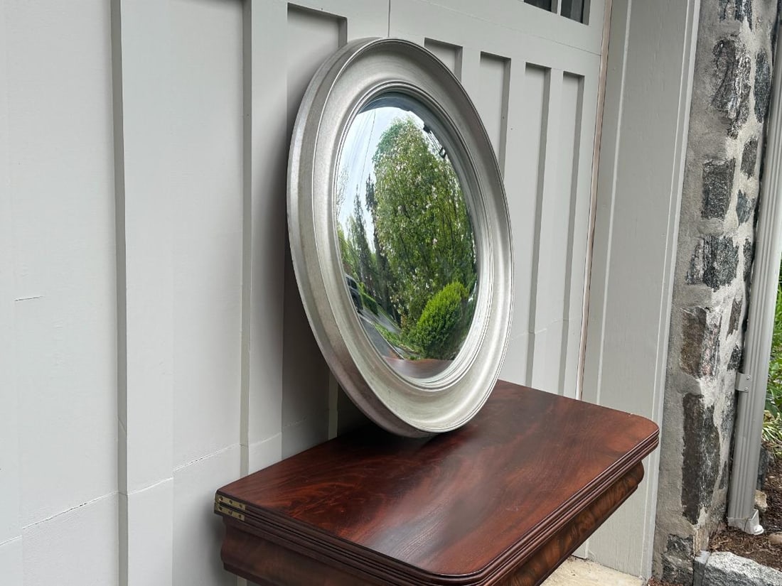 Round Silver Painted Convex Mirror - 2