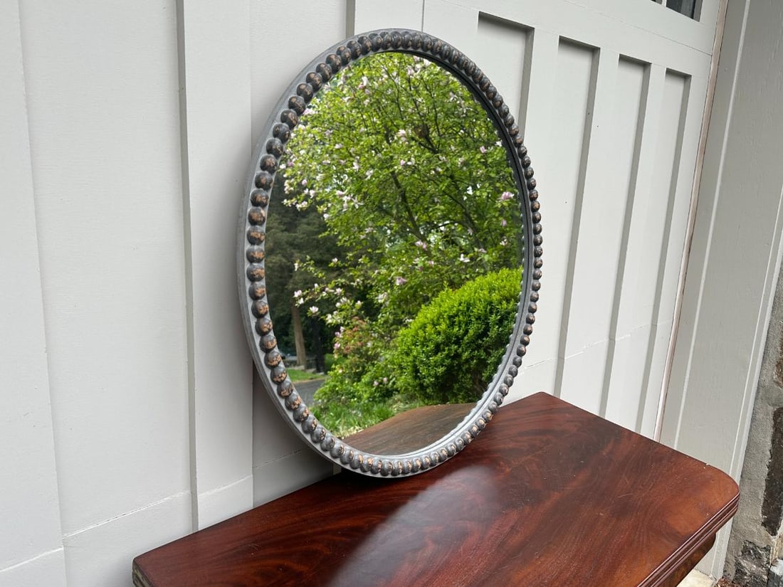 Round Beaded Jenny Lind Style Mirror - 2