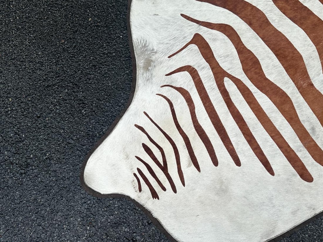 Zebra Stenciled Hide Rug - 4