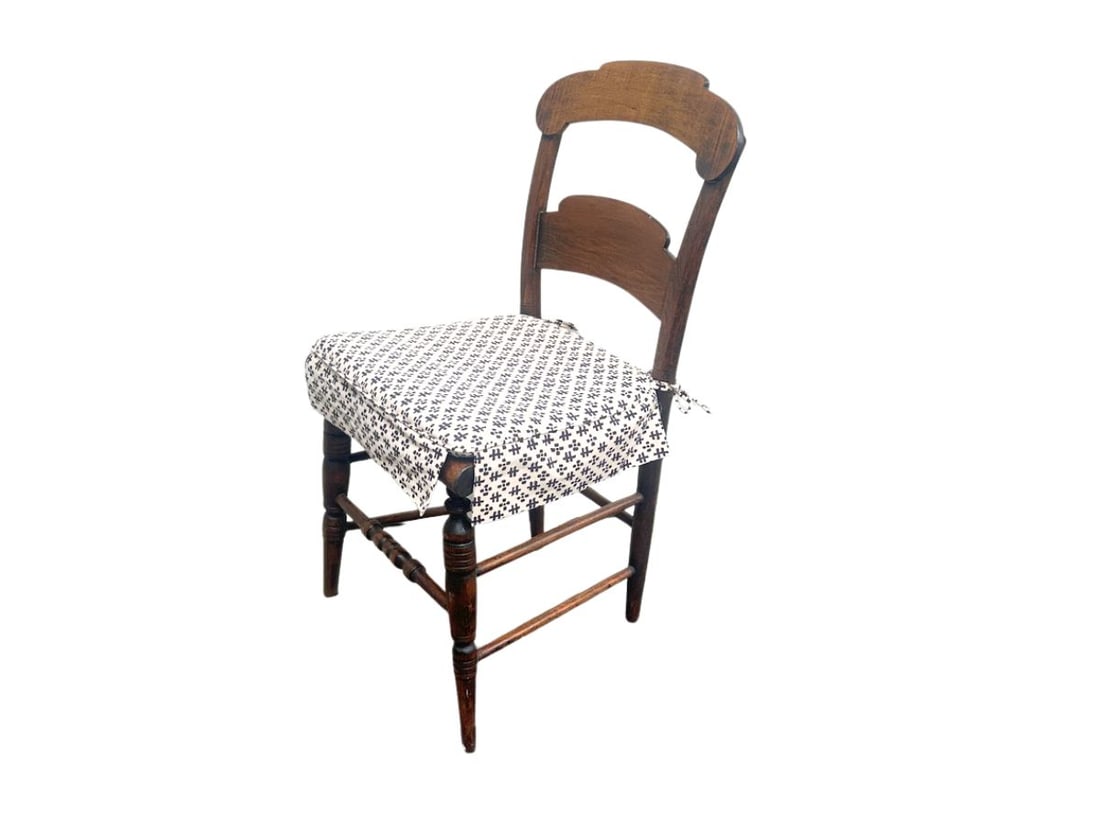 Antique Cane Side Chair with Sister Parish Seat Cushion (1 of 12)