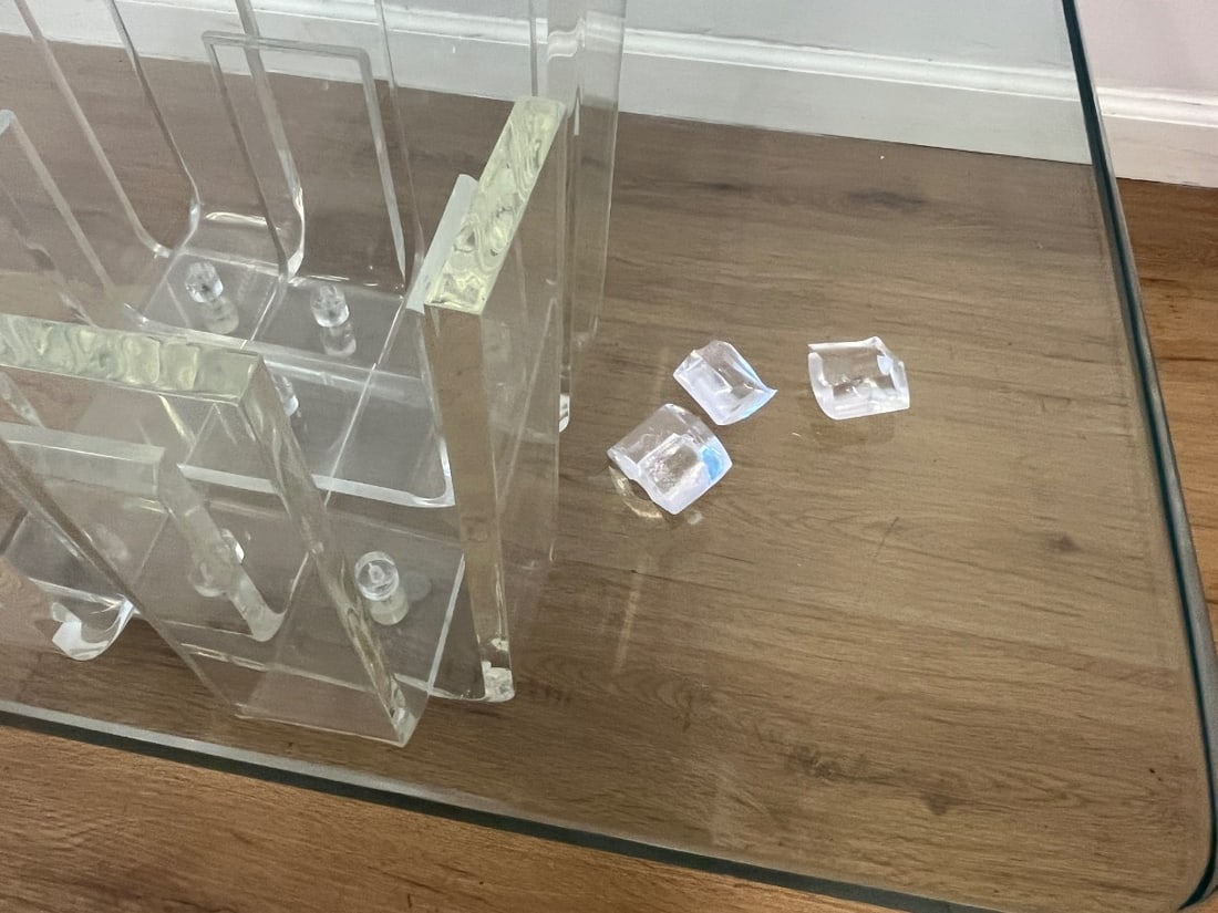 Glass Top Lucite Base Side Table - 7