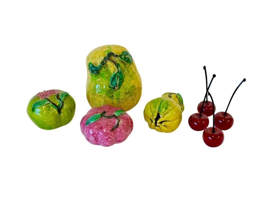 Glazed Chinese Altar Fruits with Four Murano Glass Cherries (1 of 20)