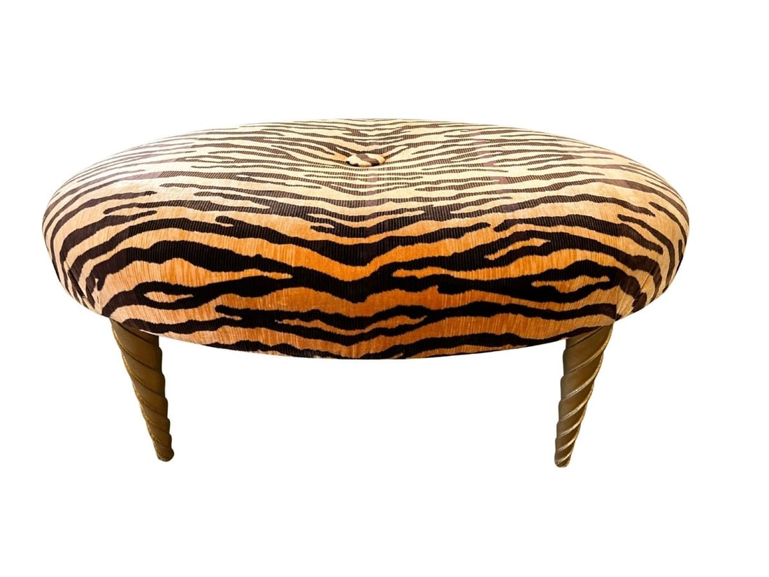 Art Deco Upholstered Ottoman: 41 in w x 29in d x 18in h