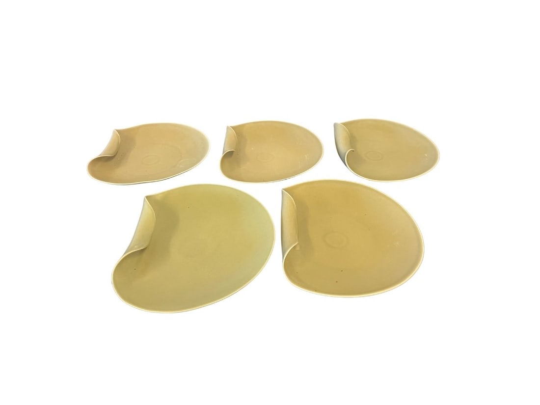 Jenggala Folded Dessert Plates, Set 5: 8in w x 10.75in d x 2in h