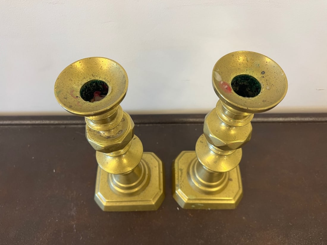 Brass Candlesticks, Pair - 6