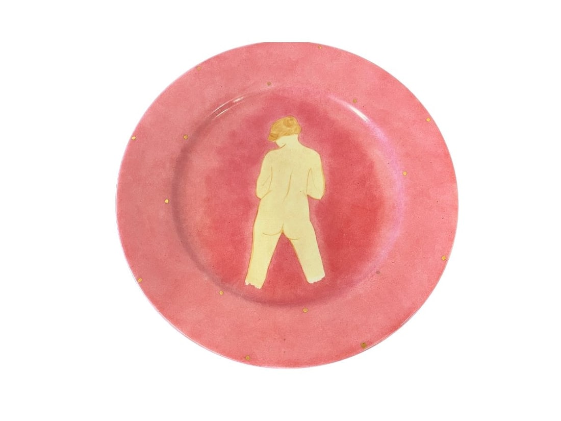 Savine La Marchand, Paris, Limoges Plate: pink plate 11.75in diameter