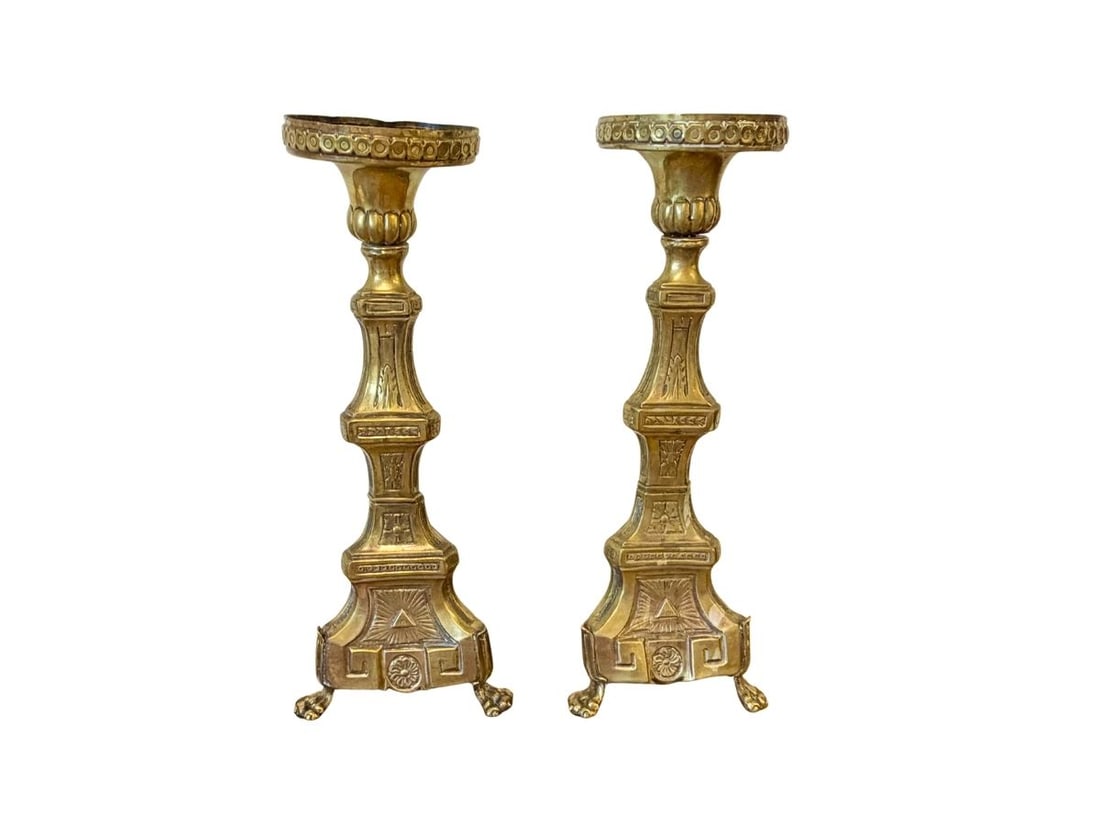 Antique 18in Brass Candlesticks, Pair (1 of 10)