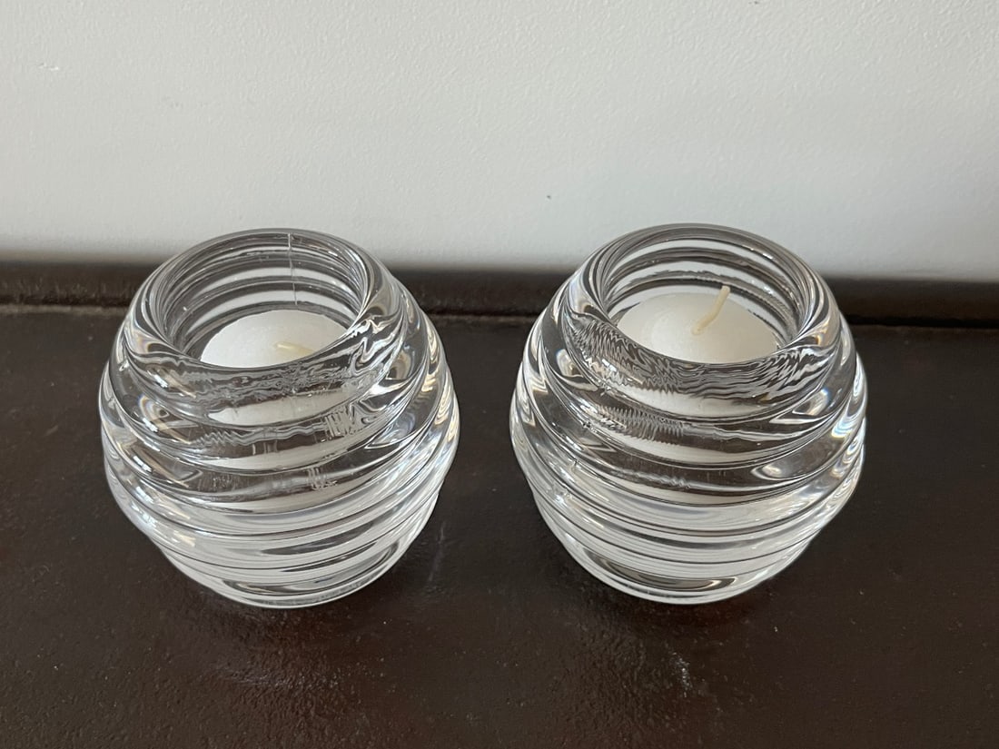 Orrefors Candle Holders, Pair - 3