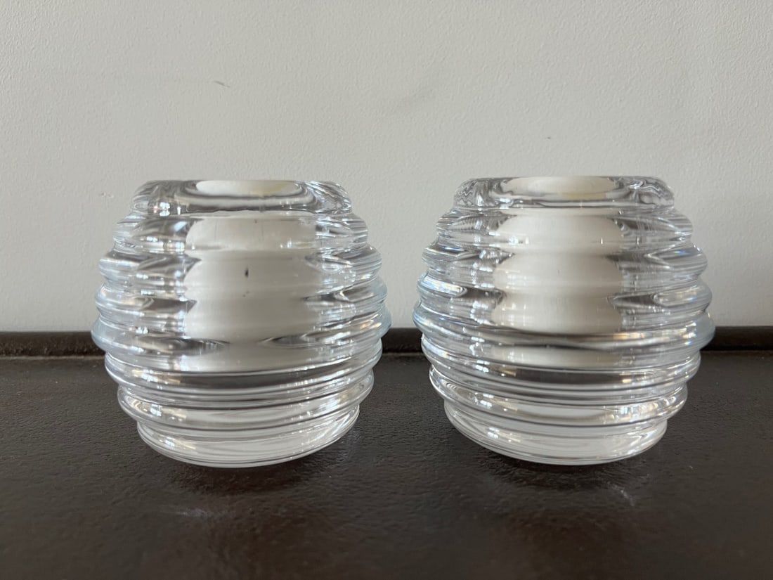 Orrefors Candle Holders, Pair - 4