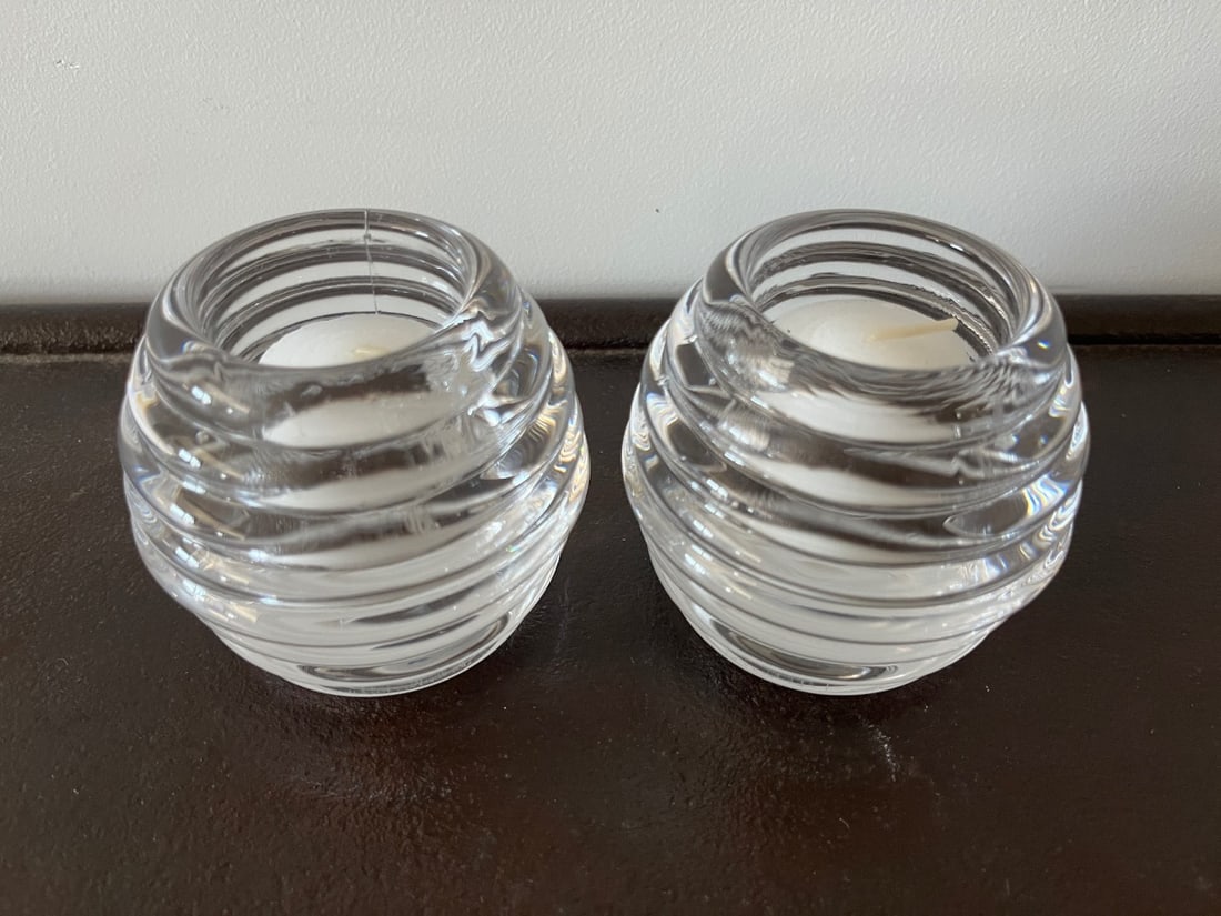 Orrefors Candle Holders, Pair - 5