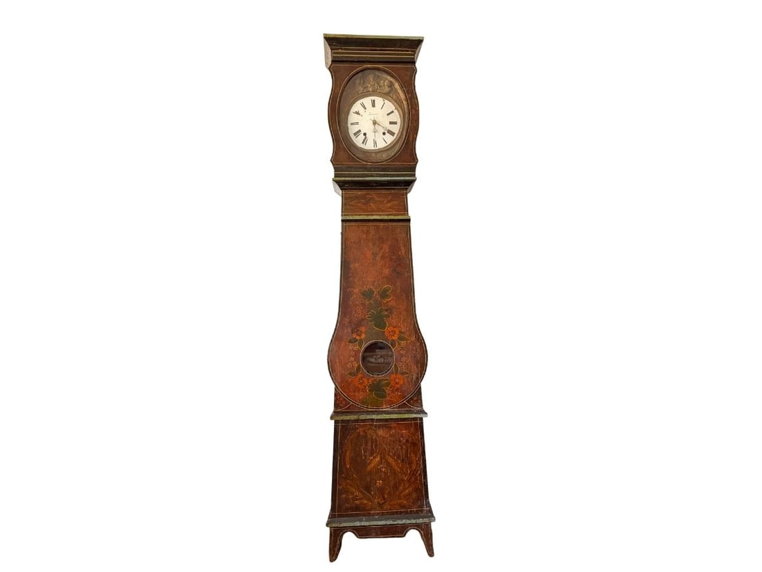 Antique French Painted Comtoise Tall Case Clock (1 of 13)