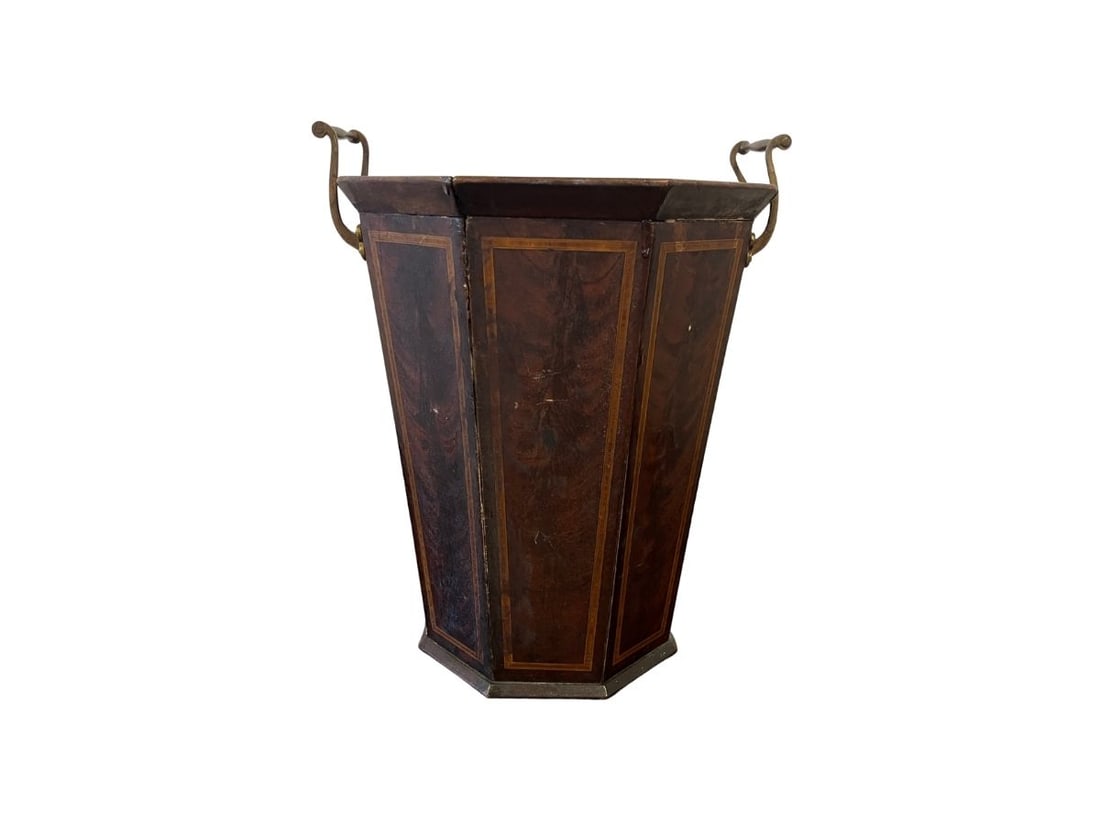 Octagonal Wooden Waste Bin: 12 in w x 11 in w x 15.25 in h.