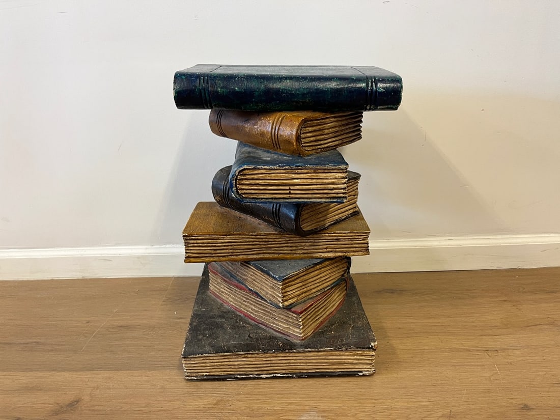 Vintage Faux Book Stack Side Table - 2