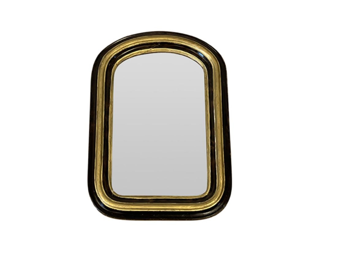 Arch Top Gold and Ebonized Mirror: 14.75in w x 21.5in h x 1.5in d
