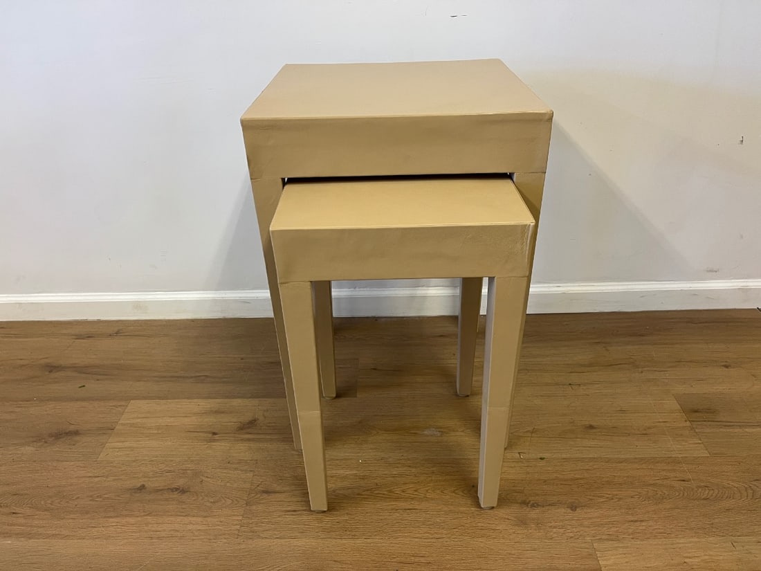 Leather Wrapped Nesting Tables - 2