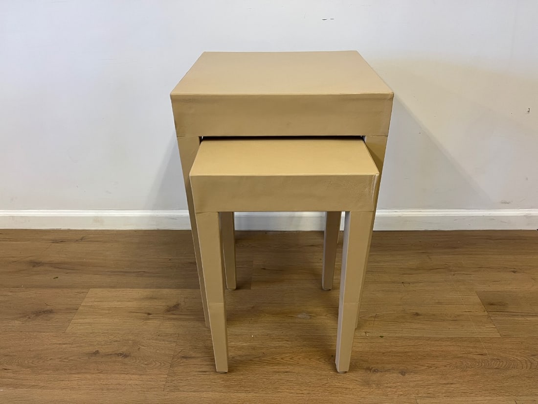 Leather Wrapped Nesting Tables - 3