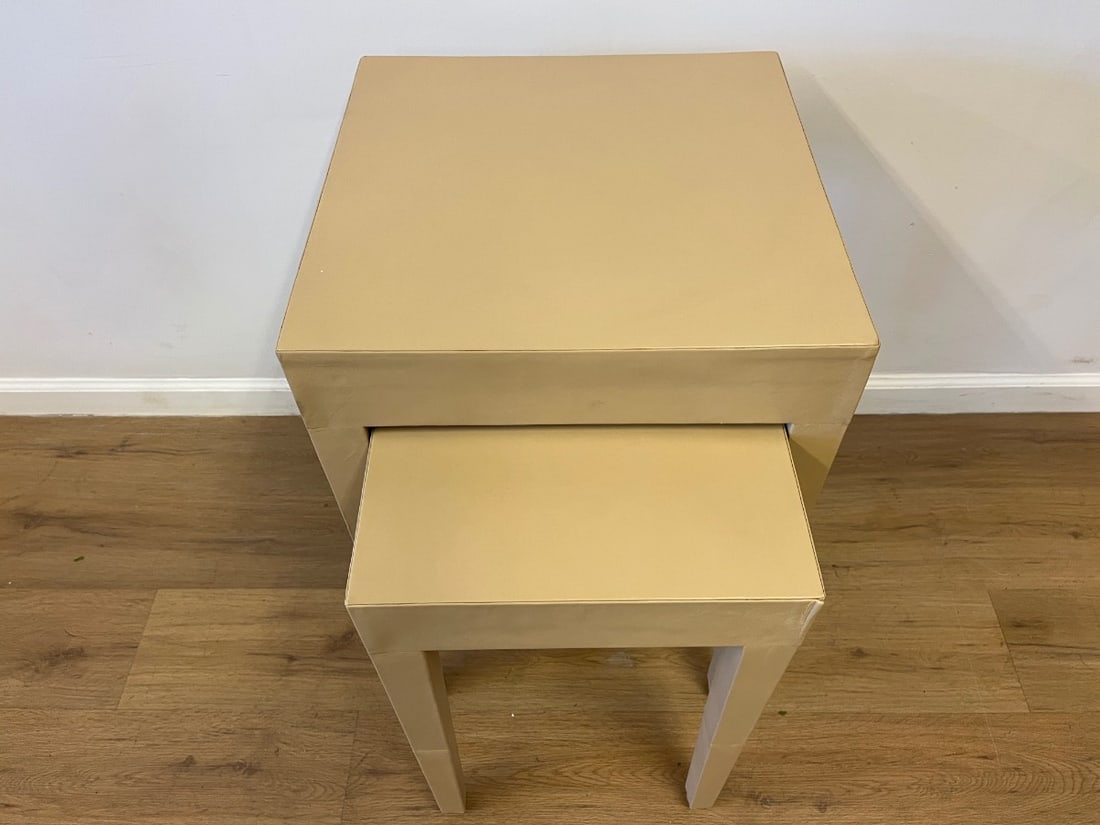 Leather Wrapped Nesting Tables - 4