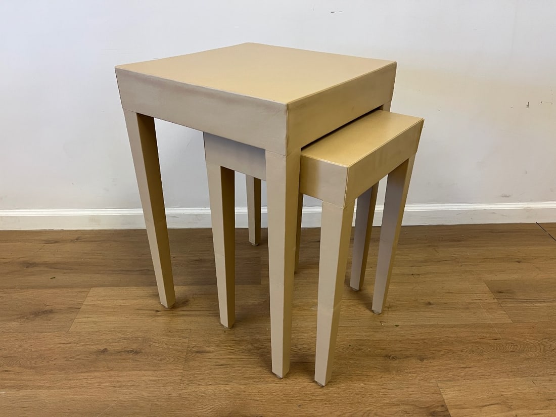 Leather Wrapped Nesting Tables - 5