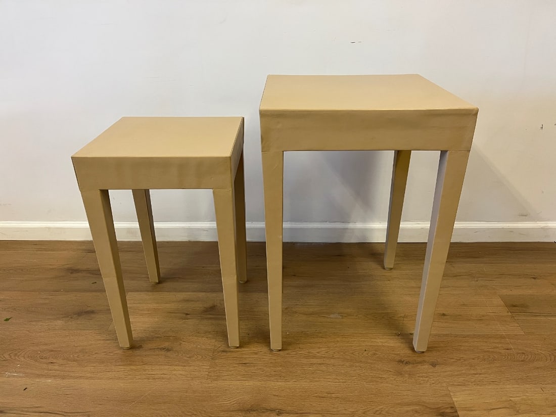 Leather Wrapped Nesting Tables - 7