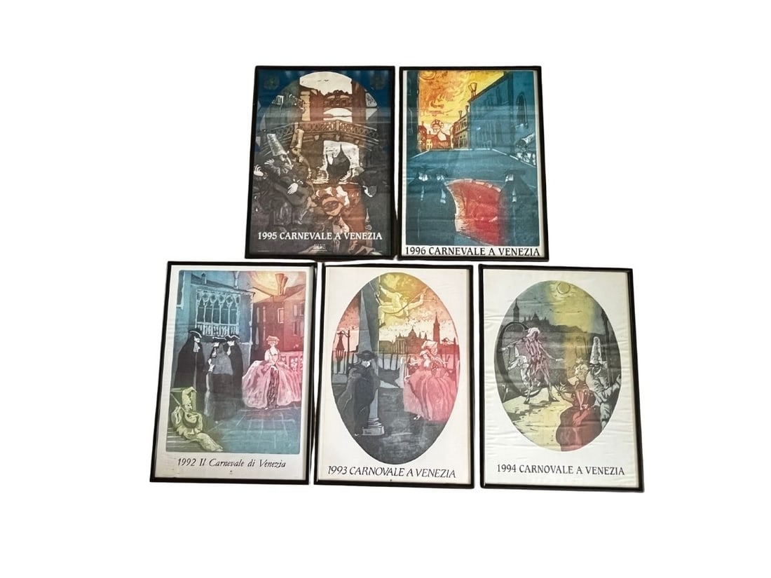 Carnevale A Venezia Collection of Five, 1992-1996: 20in w x 28in h x .75in d