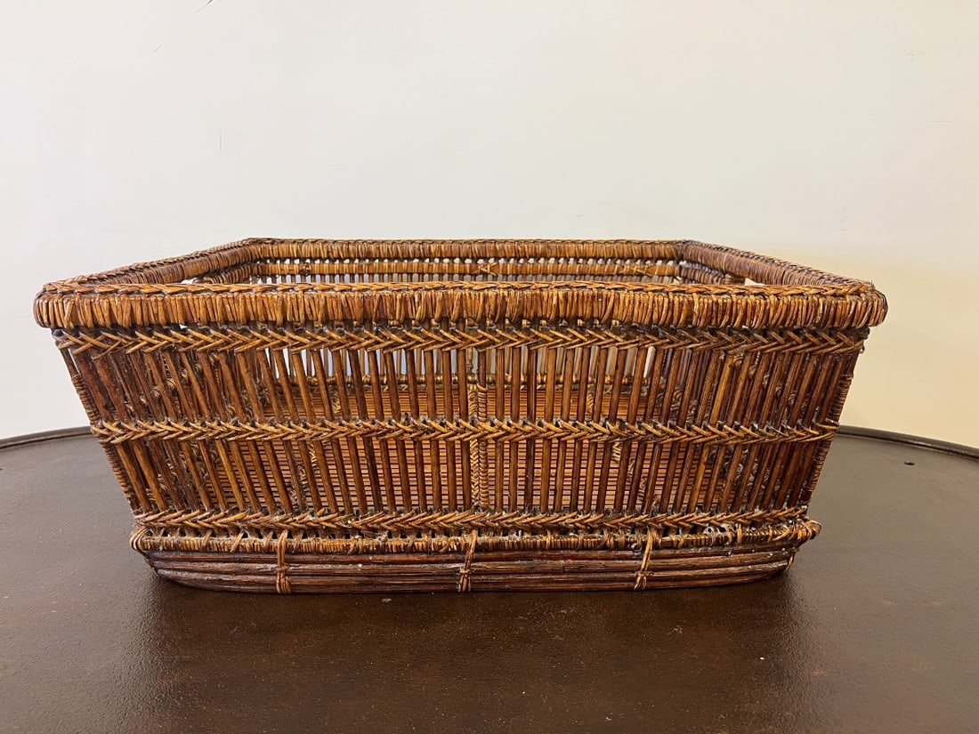 Rectangular Reed Basket with Braided Trim - 3