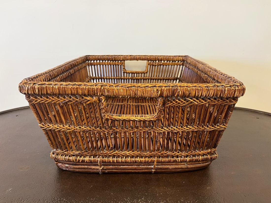 Rectangular Reed Basket with Braided Trim - 5