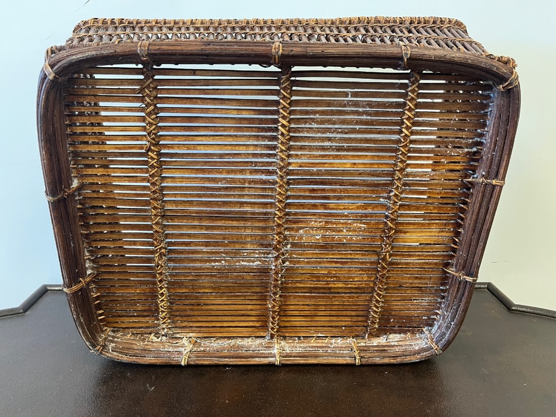 Rectangular Reed Basket with Braided Trim - 6