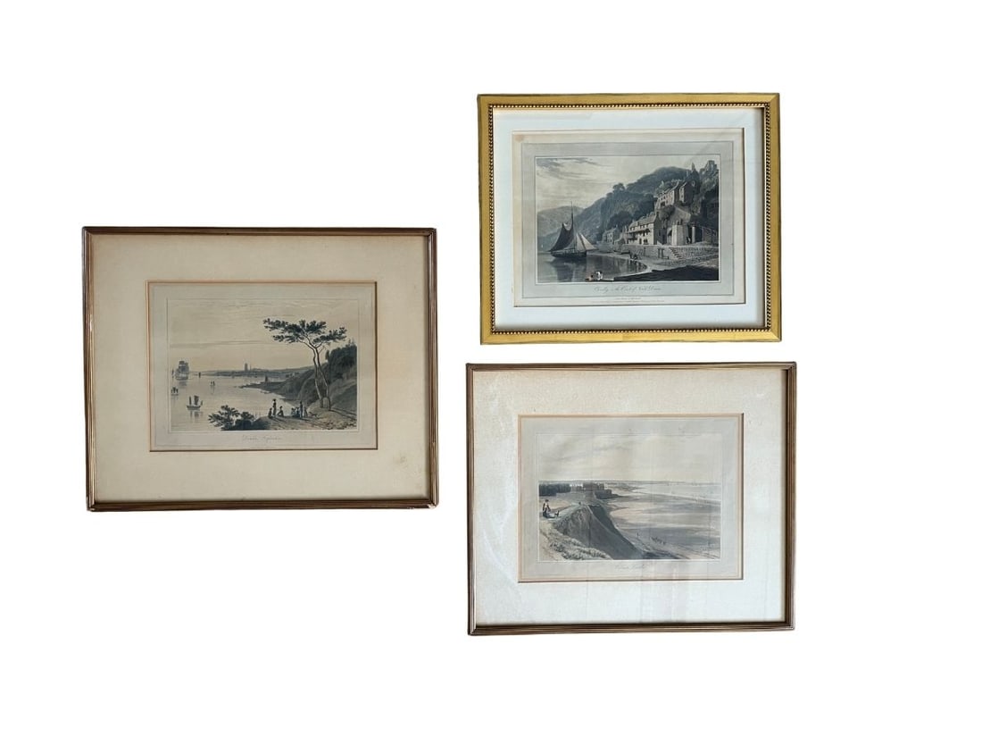 Collection of Framed Bookplates, Walmer Castle, Dundee Forfarshire, Clovelly on the Coast of North: North Devon Coast 15.5in w x 13iin h x 1in dDundee Forfarshire 14in w x 17in h x .75in dWalmer Castle 14in w x 17in h x .75in d