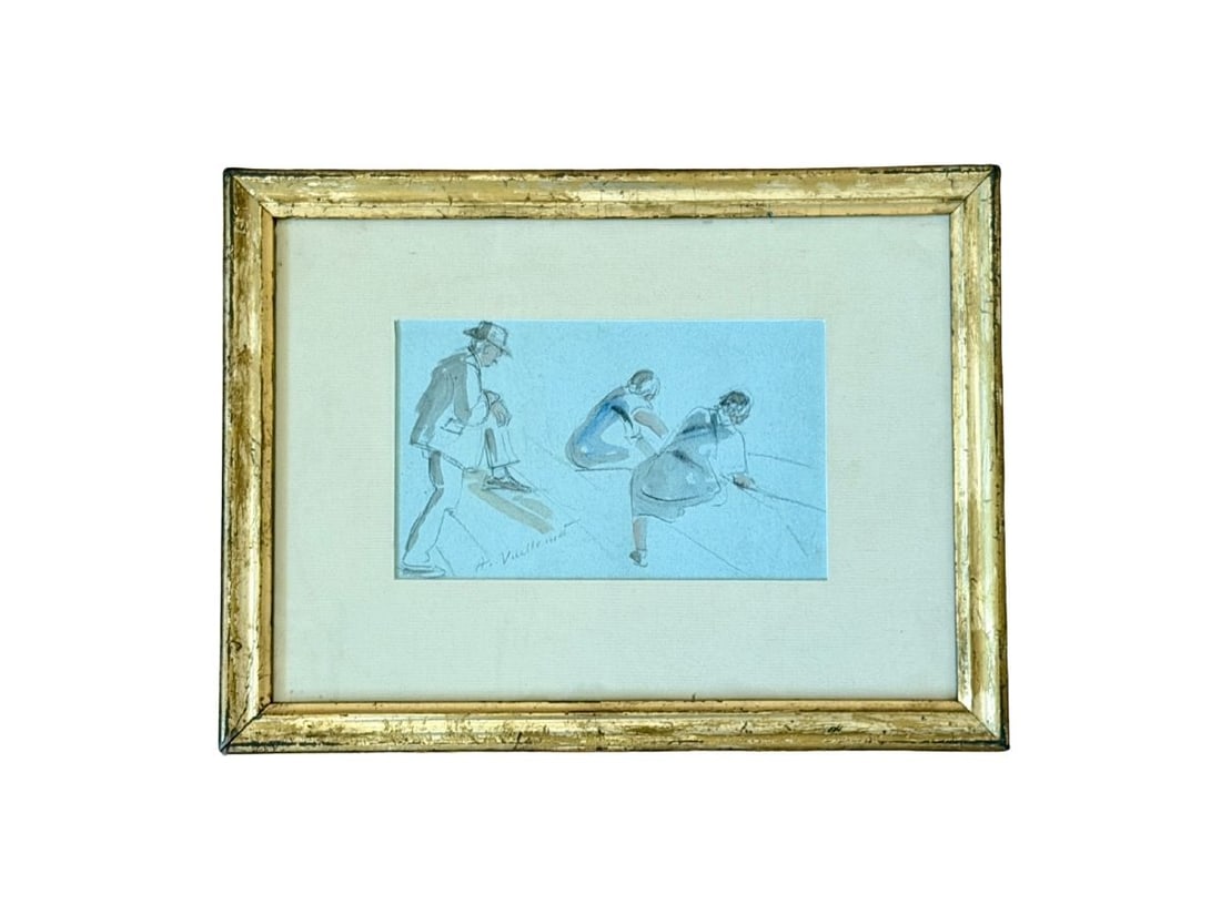 Auguste Vuillemot (1883–1970) Watercolor, Pen and Ink Drawing, Signed Lower Left (1 of 8)