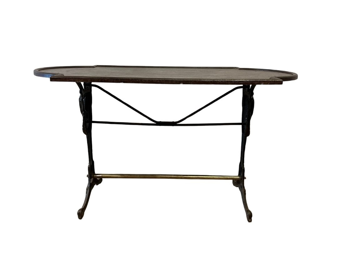 Metal Bistro Table: 49 in l x 27.75 in w x 28.25 in h