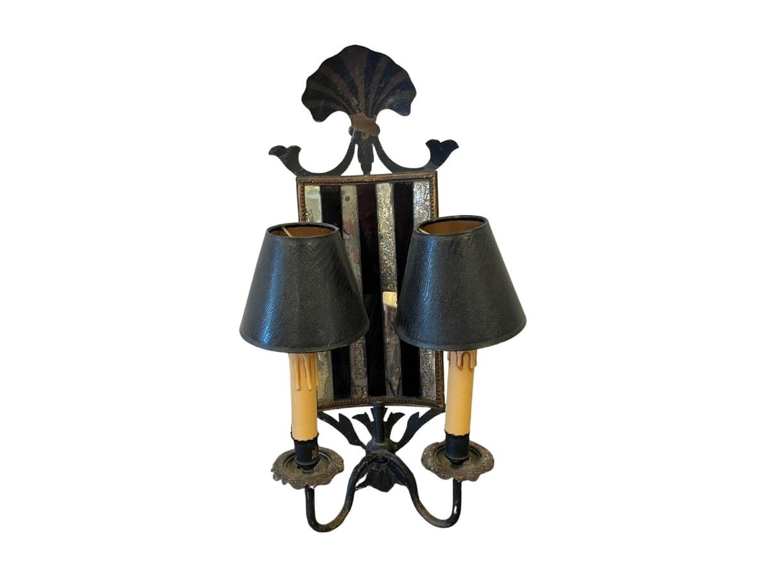 Mirrored Double Arm Sconce: 9.5in w x 6in d x 20in h