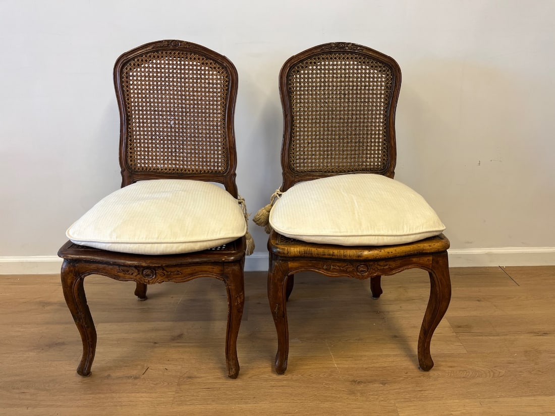 Cane Back Side Chairs, Pair - 2