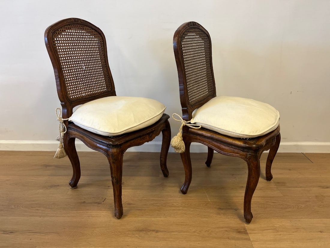 Cane Back Side Chairs, Pair - 4