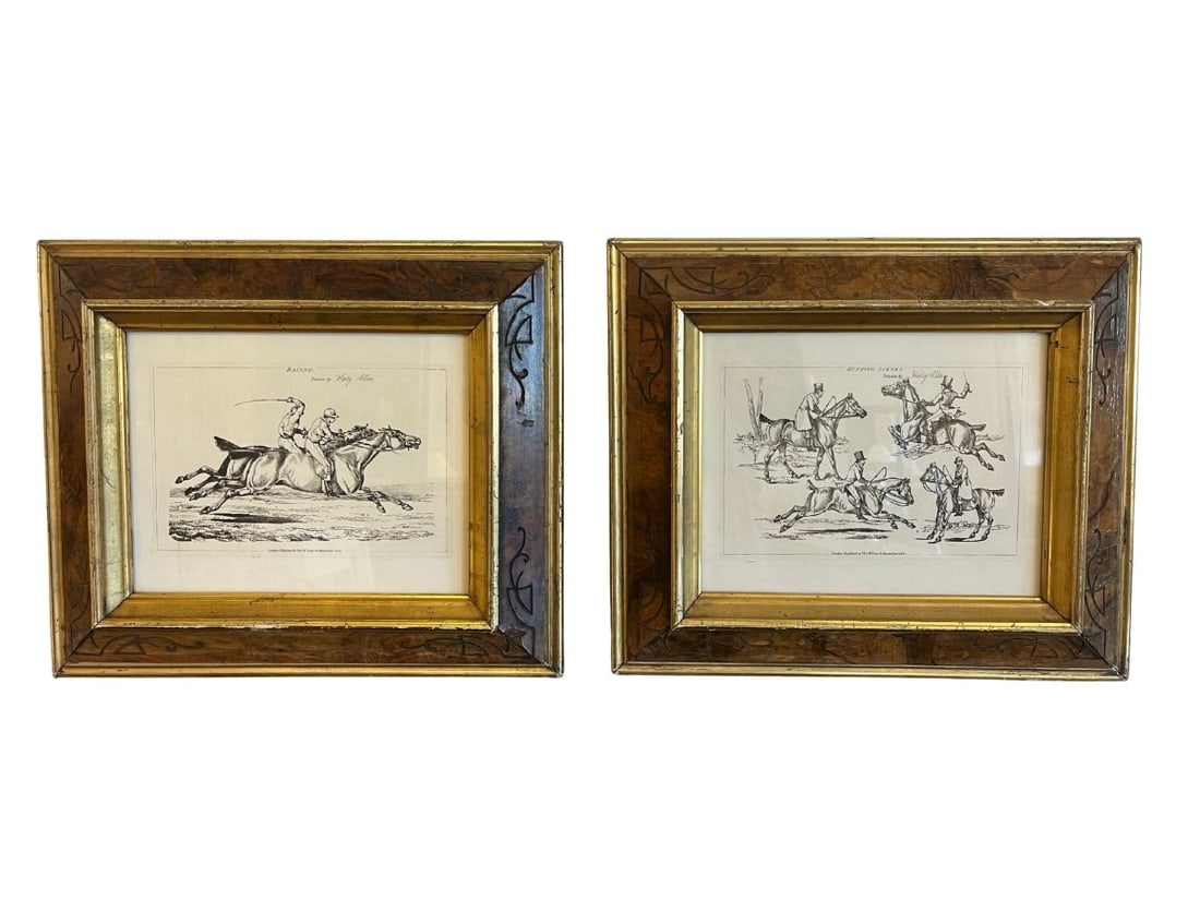 Hunting and Racing Scenes Drawn by Henry Alken, Framed Prints: 15in w x 12.75in h x 2in d