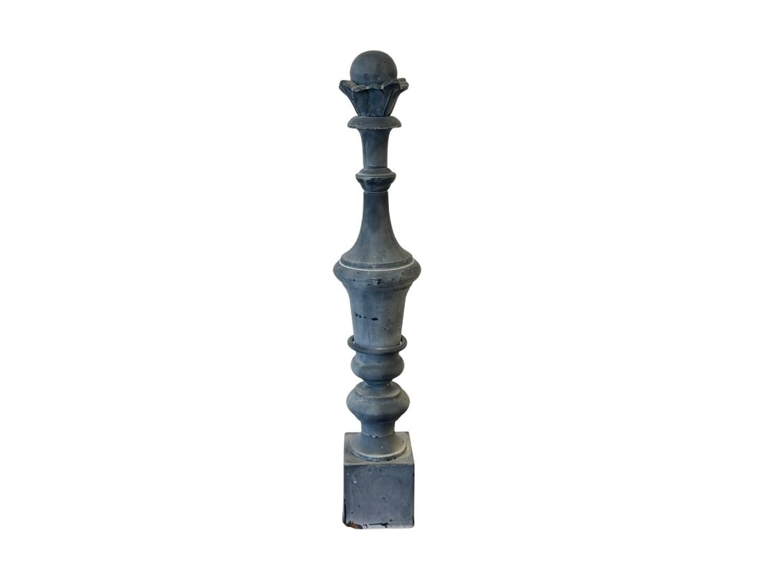 Antique French Zinc Finial: 4in w x 4in d x 24in h