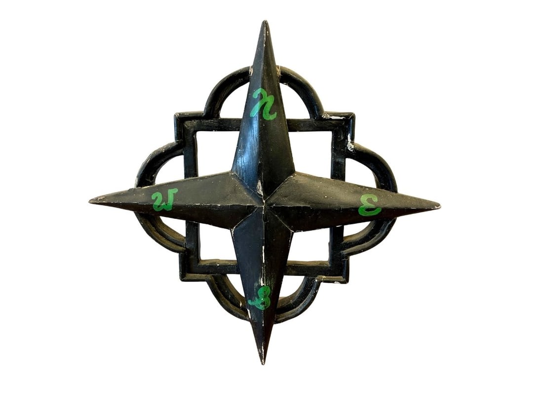 Hand Painted Compass Wall Ornament: 19.5in. sq x 2in. d