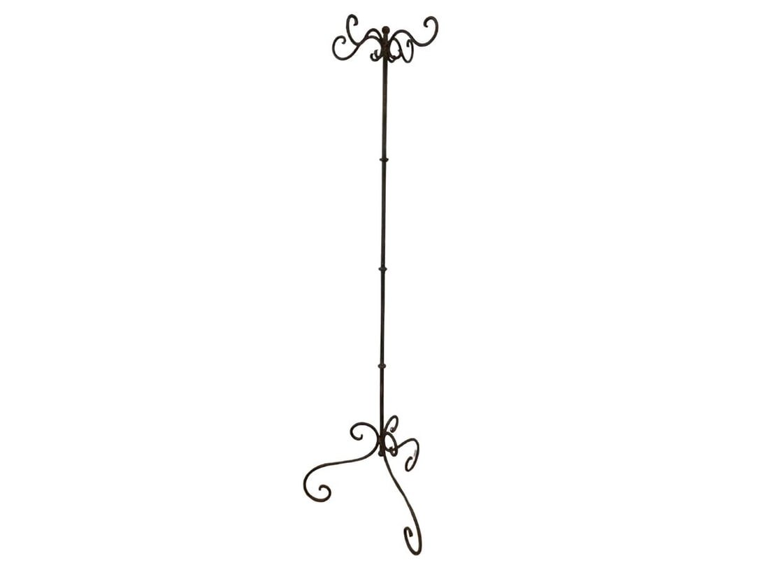 Metal Scroll Standing Coat Rack: 20 in diameter x 70 in h.