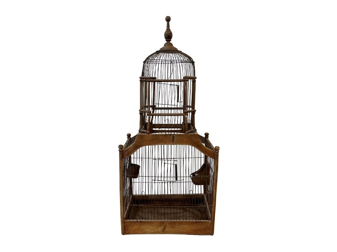 Vintage Bird Cage: 14.25in w x 8.75in d x 32in h