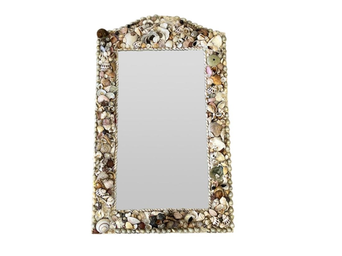 Shell Arch Top Mirror: 18.5 in w x 30 in h x 2 in d