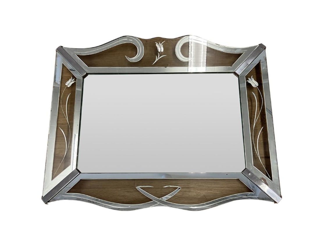 Venetian Glass Mirror: 28.5 in w x 36 in h x 3 in d