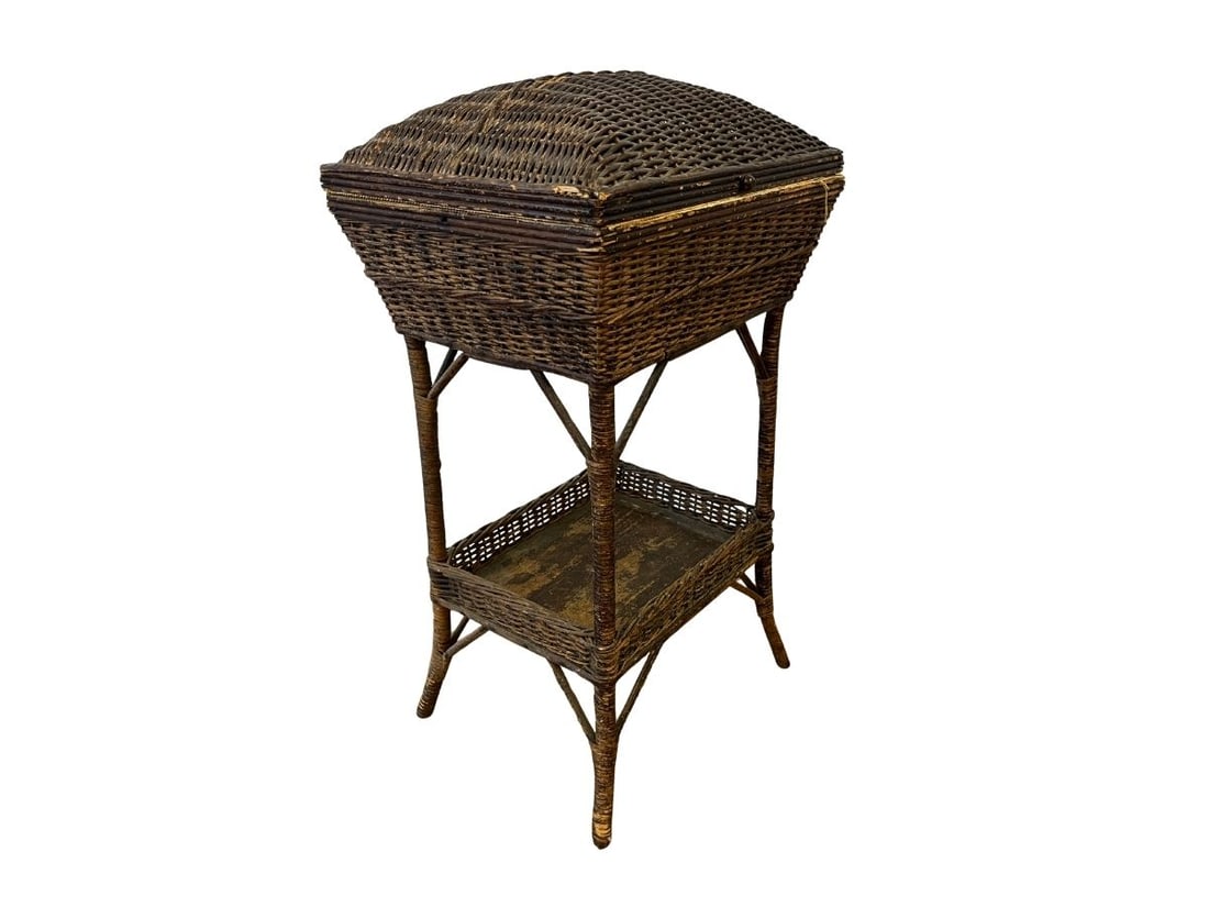 Tall Wicker Sewing Basket: 17.5in w x 14in d x 32in h