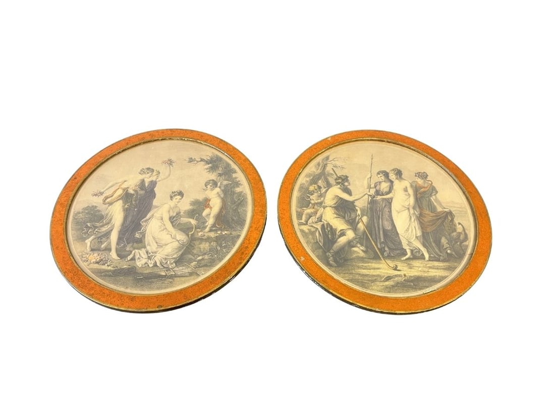 Framed Prints in Round Orange Frames: 13in diameter x .5in h