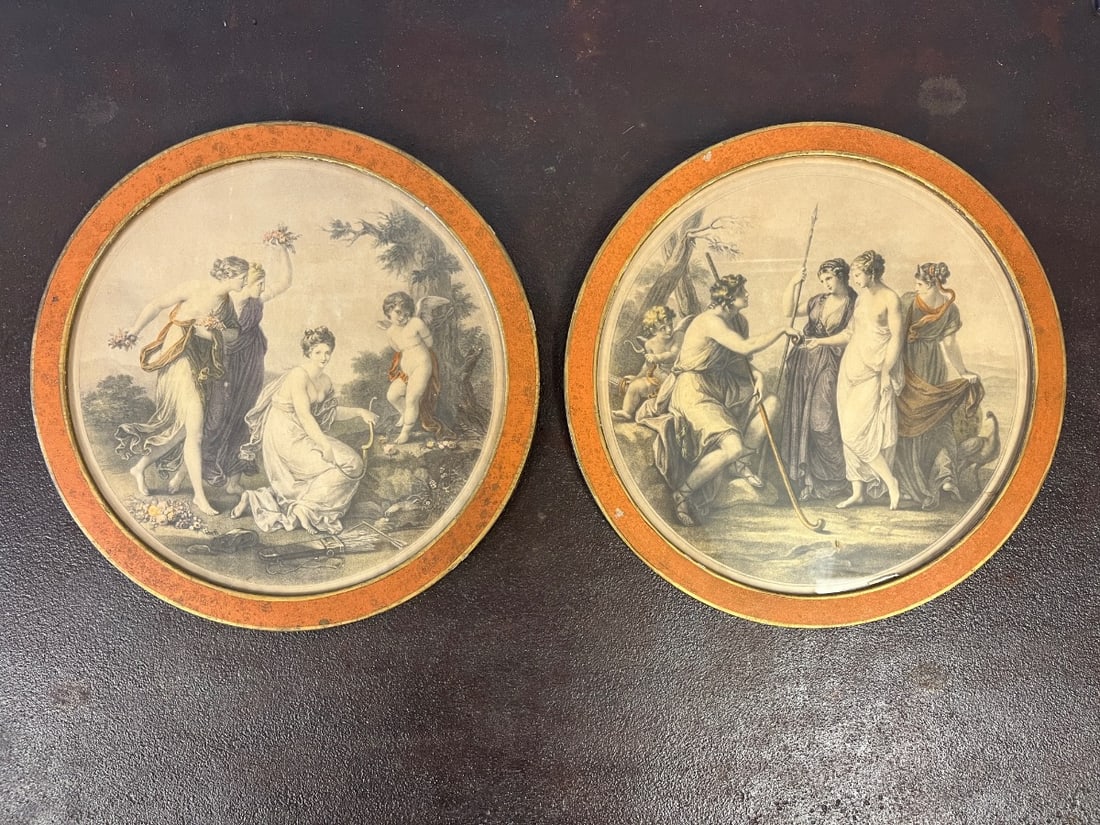 Framed Prints in Round Orange Frames - 2