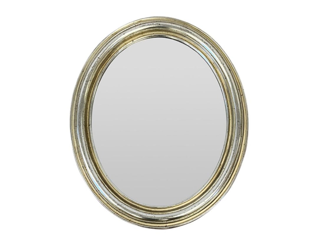 Oval Giltwood Mirror: 20.25 in w x 24 in h x 1.5 in d